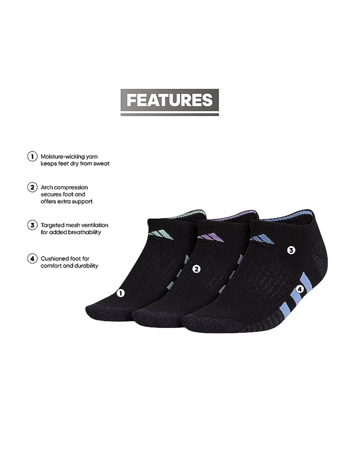 Women's Cushioned No Show Socks (3-Pair)