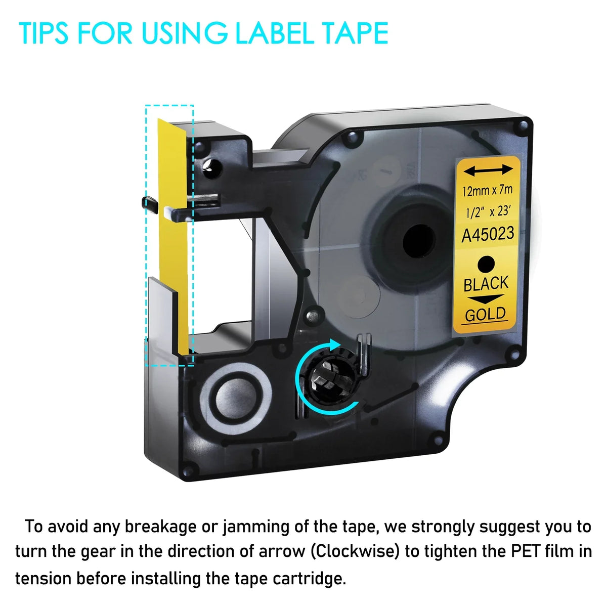 GREENCYCLE 8PK matching for DYMO D1 Label Tape 45023 12mm 7m Black on Gold for LabelManager LabelPoint LabelWriter Label Maker