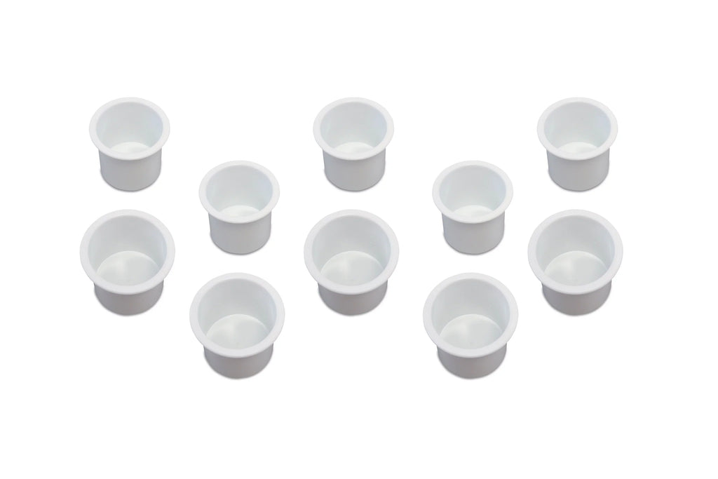 10 Cup Holder Plastic Pocket Recessed Drop In Insert Universal for ship RV Car Truck Sofa Game Table Marine Pontoon Motorhome Camper White