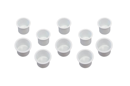 10 Cup Holder Plastic Pocket Recessed Drop In Insert Universal for ship RV Car Truck Sofa Game Table Marine Pontoon Motorhome Camper White