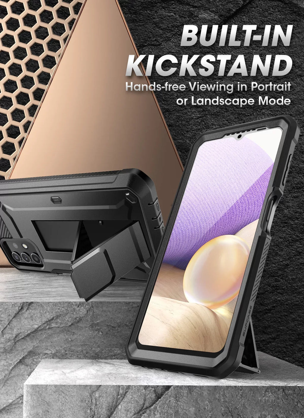SUPCASE Unicorn Beetle Pro Series Case Designed for  Galaxy A32 5G [Not Fit 4G Version], Full-Body Rugged Holster & Kickstand Case with Built-in Screen Protector (Black)