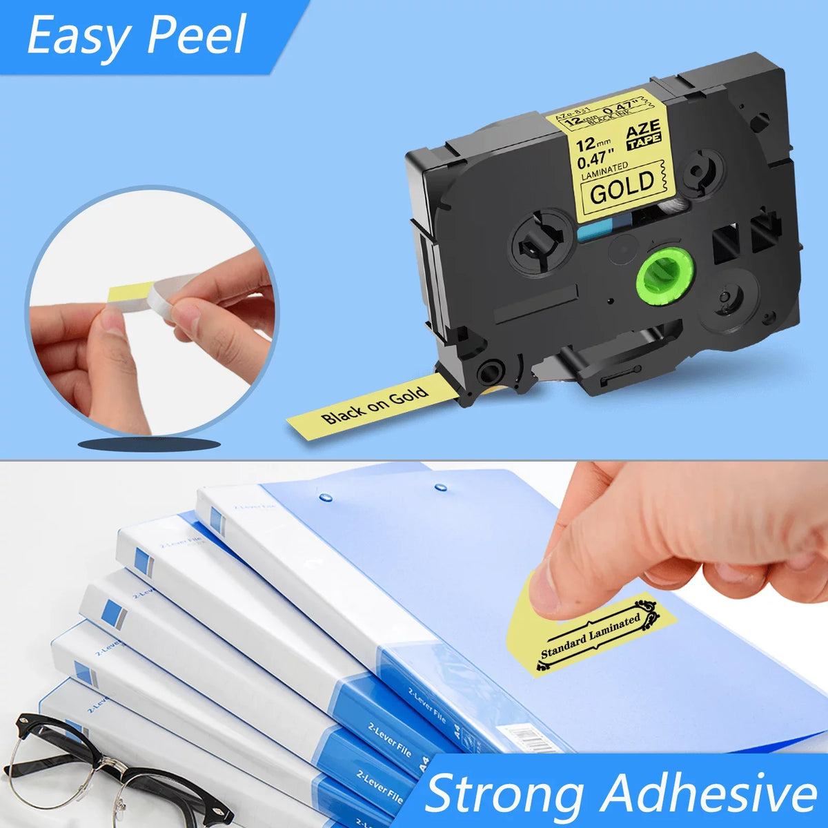 GREENCYCLE 40PK suitable for Brother P-touch Black on Gold 12mm TZ TZe TZe-831 TZ-831 TZ831 TZe831 Laminated Label Tape
