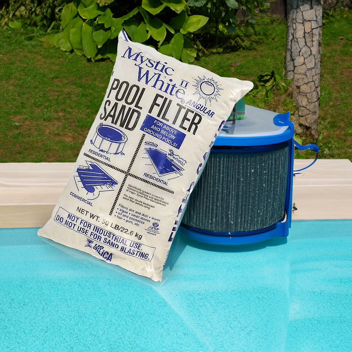 Silica 50lbs Mystic White II Swimming Pool Filter Sand, White (2 Pack). U.S