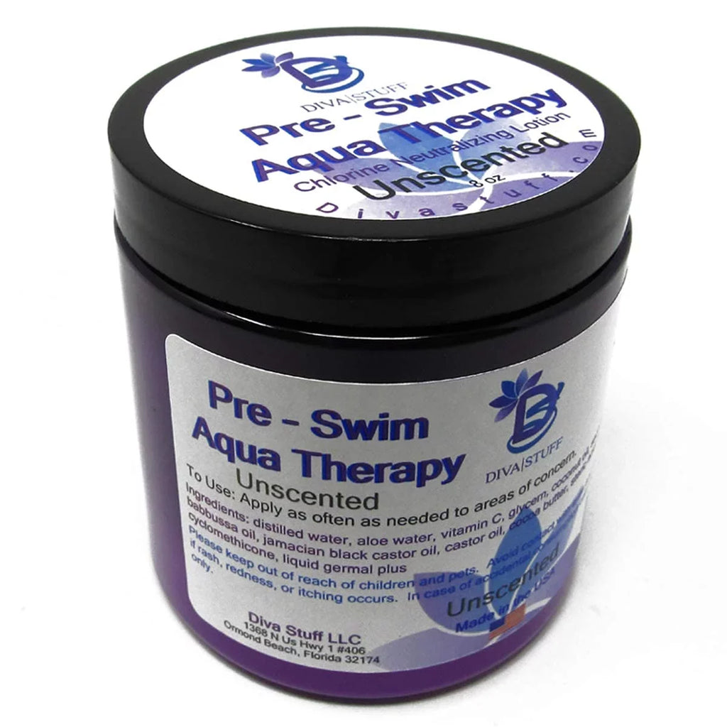 Pre-Swim Aqua Therapy Chlorine Neutralizing Body Lotion,Protects Skin From Chlorine and Salt liquid, Unscented, 3 pack,By Diva Stuff