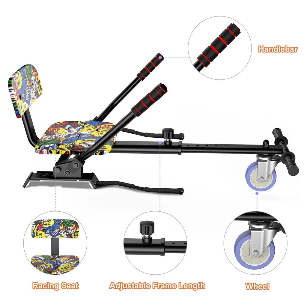 Hoverboard Seat Attachment, Adjustable Hoverboards Accessories, matching with 6.5"/ 8"/ 10" Hoverboards for Kids, Graffiti