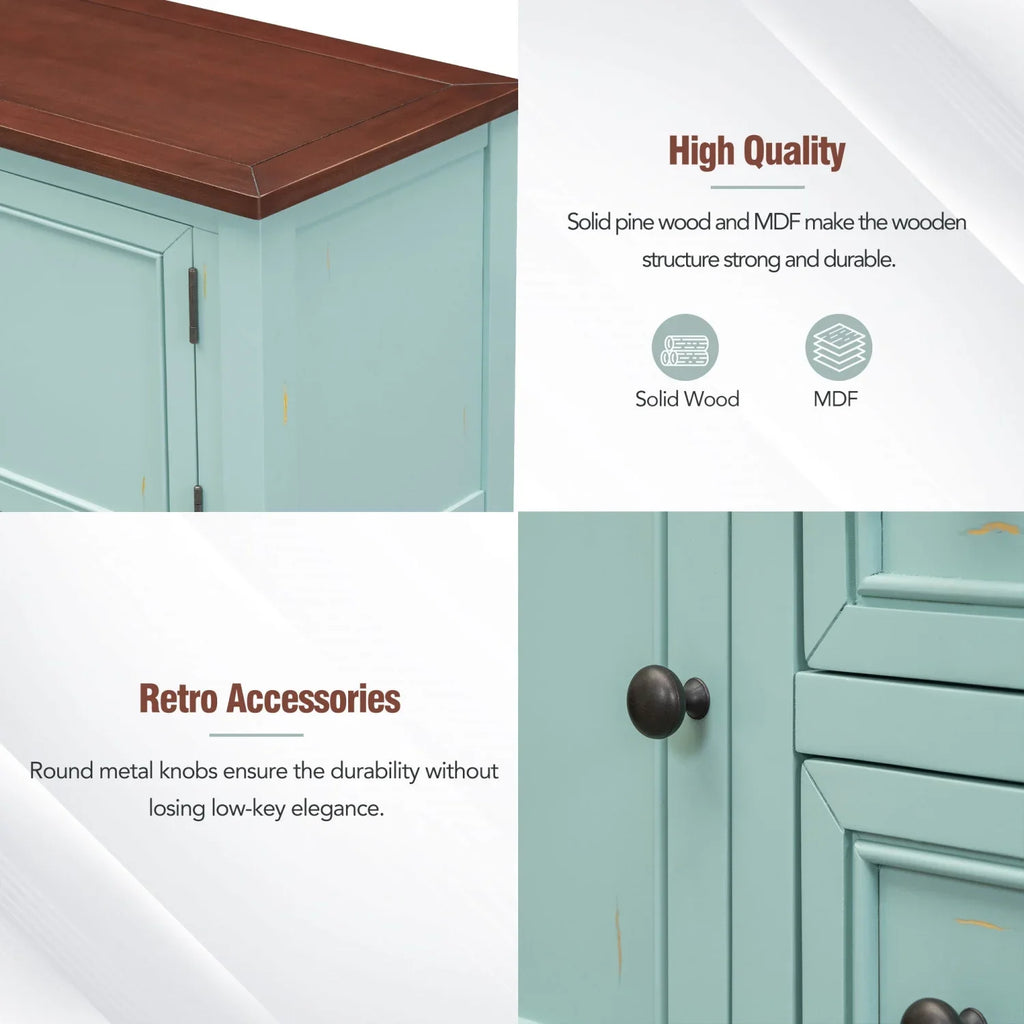 TREXM Cambridge Series Ample Storage Vintage Console Table with Four Small Drawers and Bottom Shelf for Living Rooms  Entrances and Kitchens (Lime White  OLD SKU  WF190263AAK)