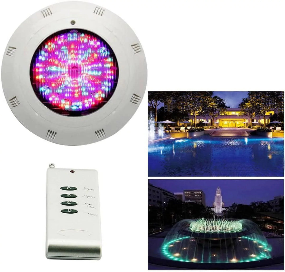 Miumaeov LED Swimming Pool Light, 12V RGB Waterproof IP68 Underwater Light Lamp with Remote Control (18W)