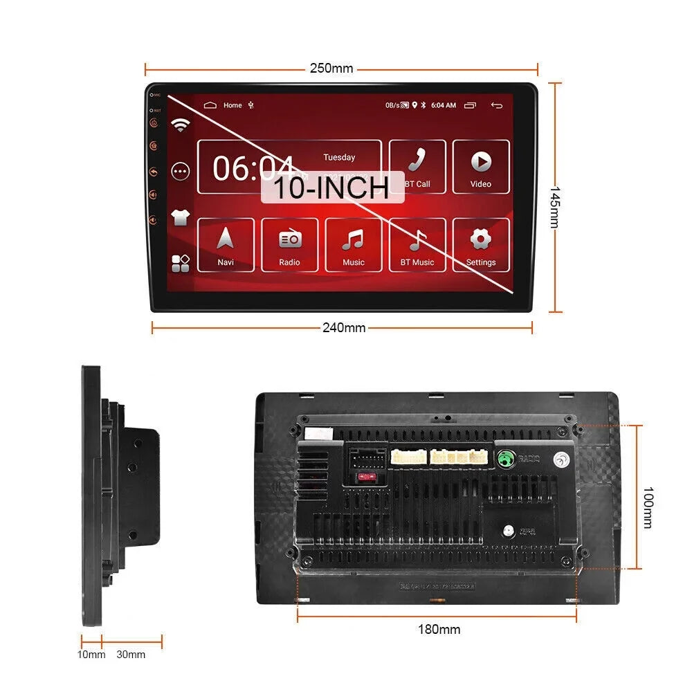 10'' 2Din Android QLED Car Stereo Nav GPS Radio DSP CarPlay elements 8Core 4+32GB