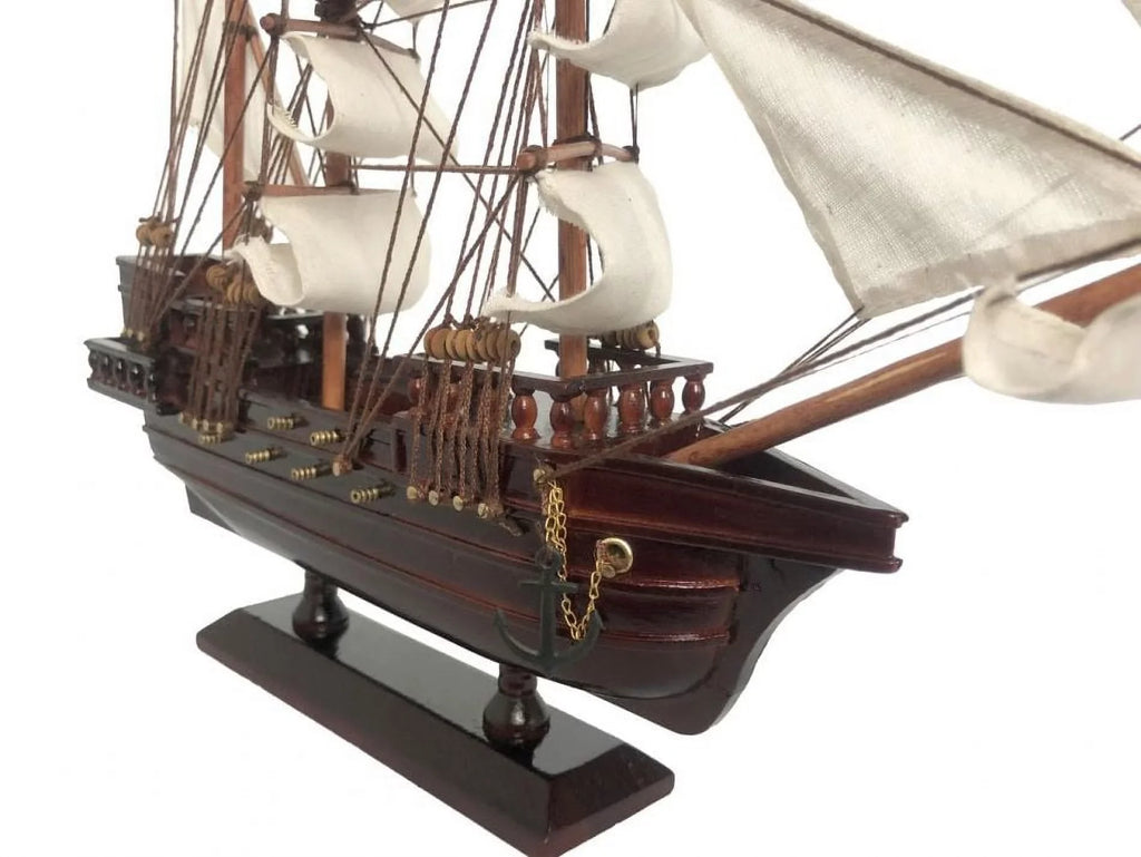 Wooden Captain Hooks Jolly Roger White Sails Pirate Ship Model from Peter Pan. Handcrafted Model Ships  20 in