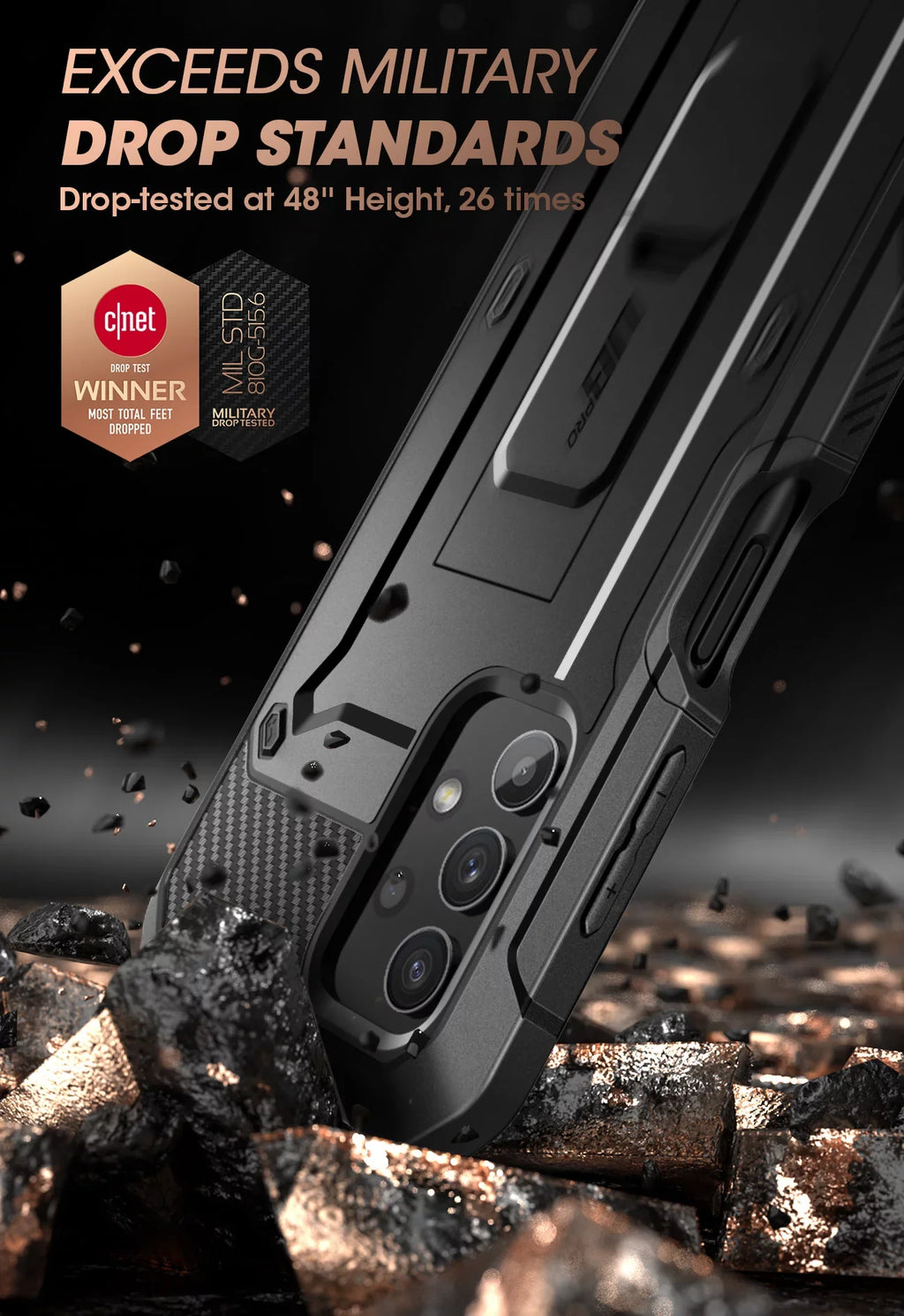 SUPCASE Unicorn Beetle Pro Series Case Designed for  Galaxy A32 5G [Not Fit 4G Version], Full-Body Rugged Holster & Kickstand Case with Built-in Screen Protector (Black)