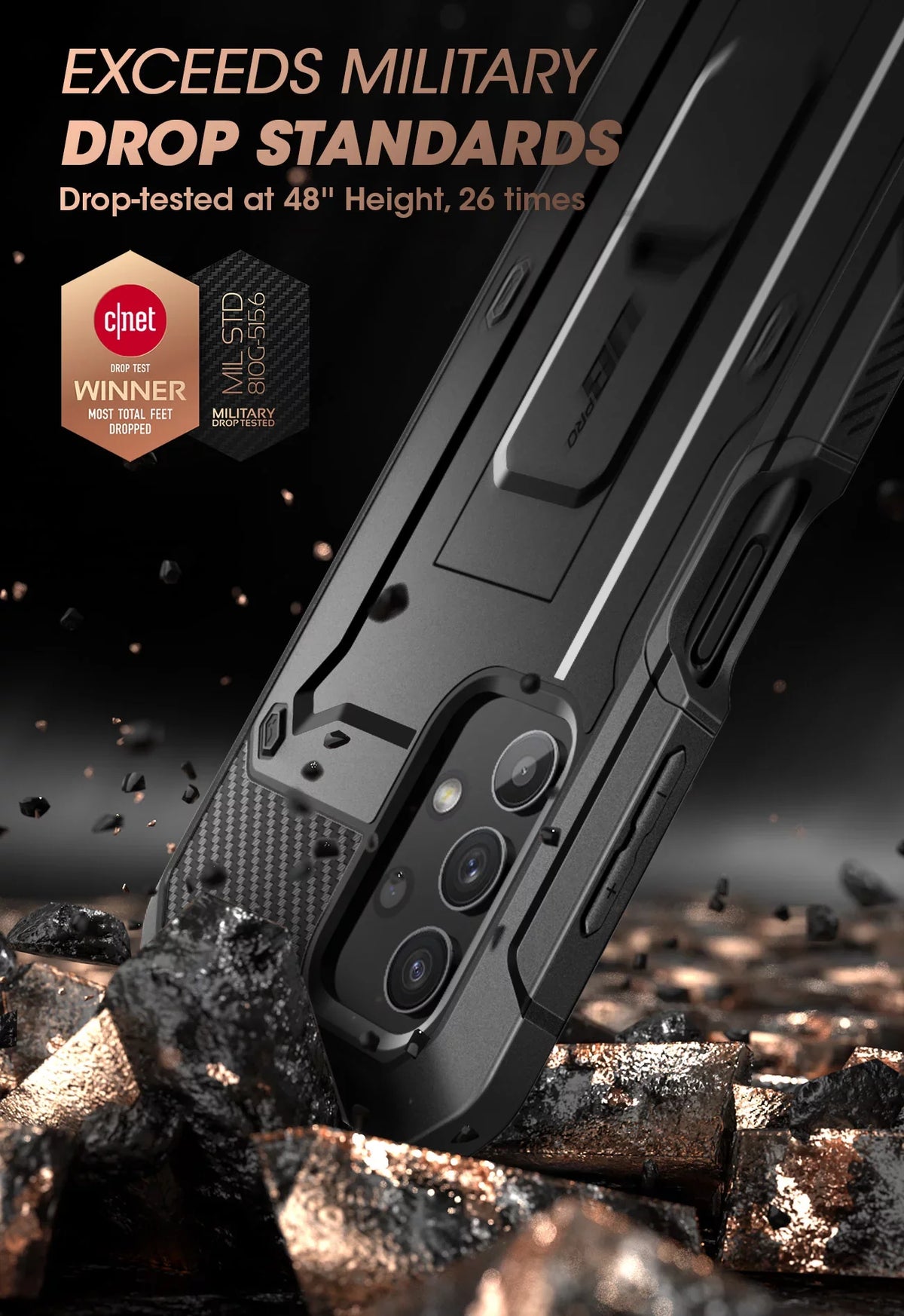 SUPCASE Unicorn Beetle Pro Series Case Designed for  Galaxy A32 5G [Not Fit 4G Version], Full-Body Rugged Holster & Kickstand Case with Built-in Screen Protector (Black)