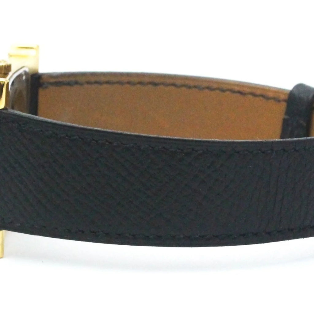 Pre-Owned HERMES H Watch Gold Plated Leather Quartz Mens Watch HH1.501 BF569965 (Good)