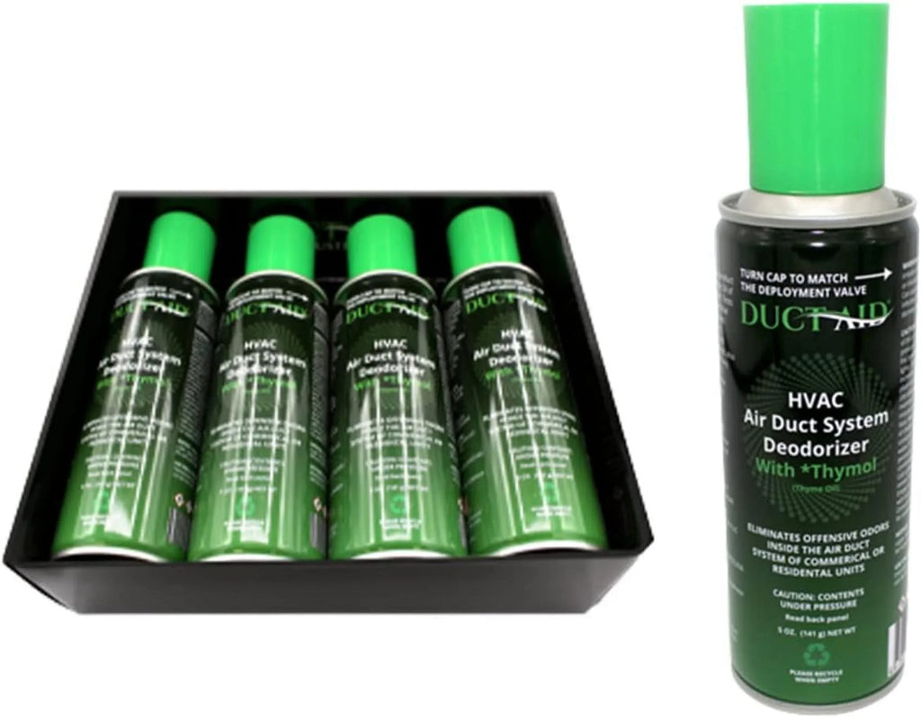 All Natural, Plant-Based - Pack of 4. Duct Aid with Thymol Concentrate - HVAC Air Duct System Deodorizer and Mold Treatment Fogger with Multiple Uses