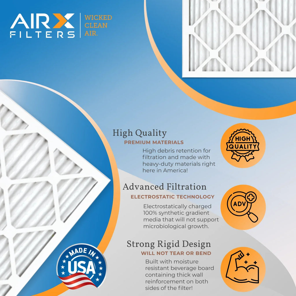 12x12x1 Air Filter MERV 13 Comparable to MPR 1500 - 2200 & FPR 9 Electrostatic Pleated Air Conditioner Filter 6 Pack HVAC AC Premium USA Made 12x12x1 Furnace Filters by AIRX FILTERS WICKED CLEAN AIR.
