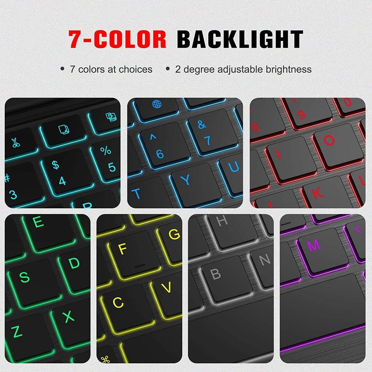Fintie 7 Color Backlit Keyboard Case for  Galaxy Tab S8 (2022) / Galaxy Tab S7 (2020) 11 inch Tablet, [S Pen Holder] Slim Stand shield with Detachable Wireless Bluetooth Keyboard, Composition