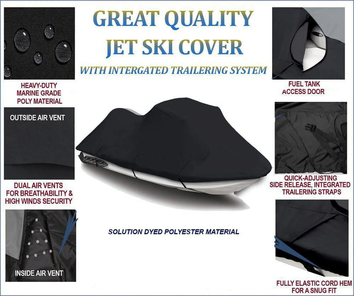 BLACK 600 DENIER JetSki shield appropriate for TOP OF THE LINE 650 SL Polaris 1992 1993 1994 1995 Jet Ski PWC protector 1-2 Seater
