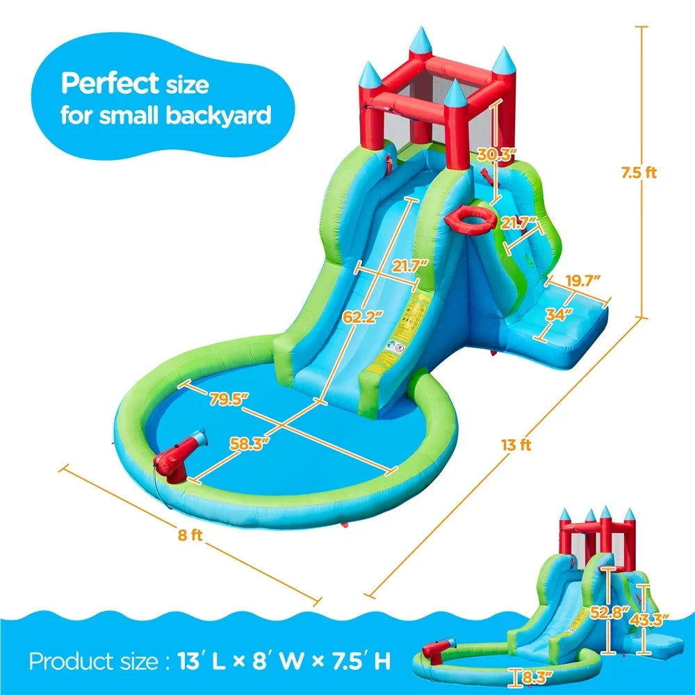 Topeakmart Inflatable moisture Slide with Climbing Wall, Cyan