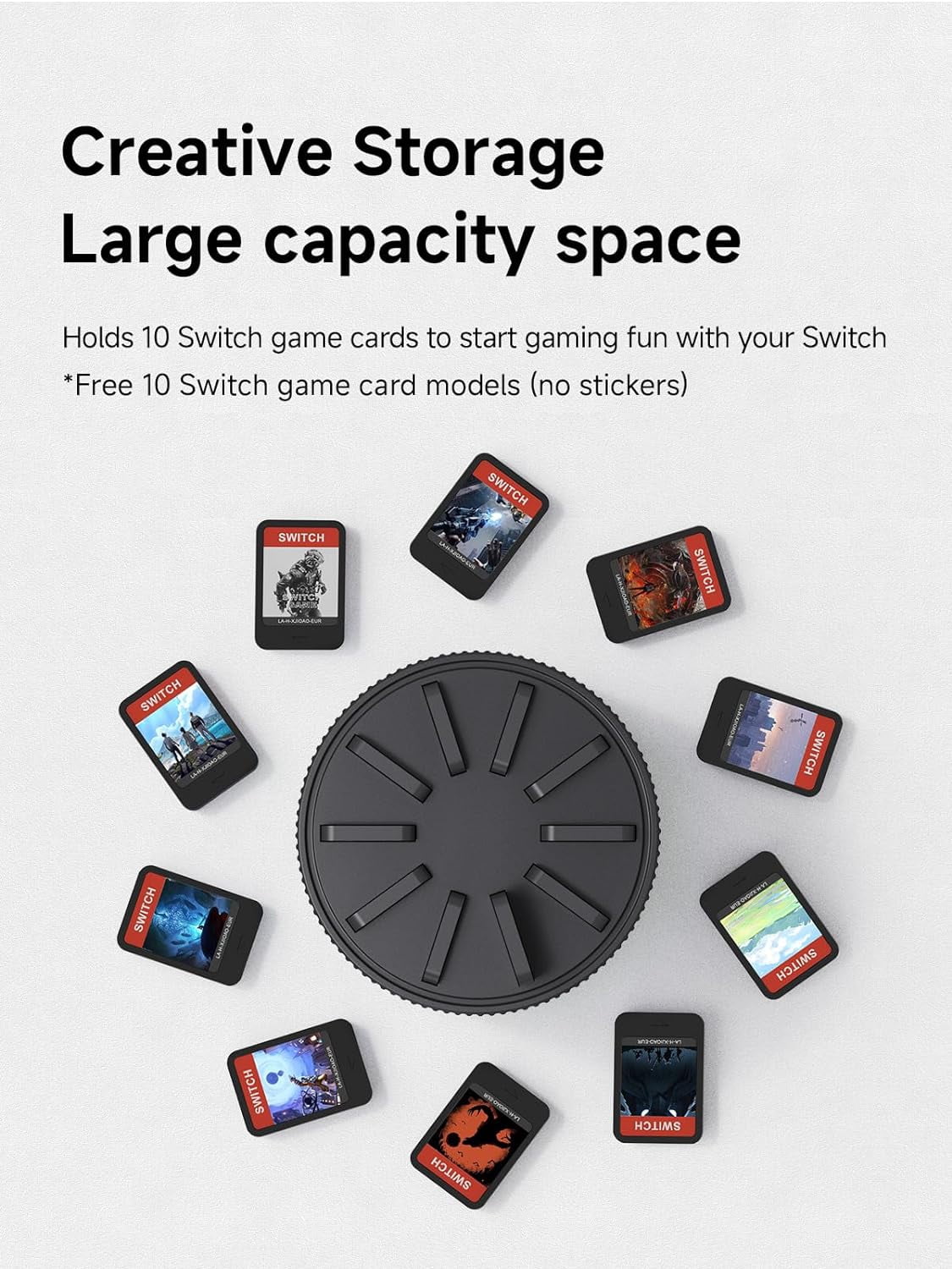 Game Storage Case for Nintendo Switch, PS Vita, Rotating Game Card Case with 10 Card Slots, Black