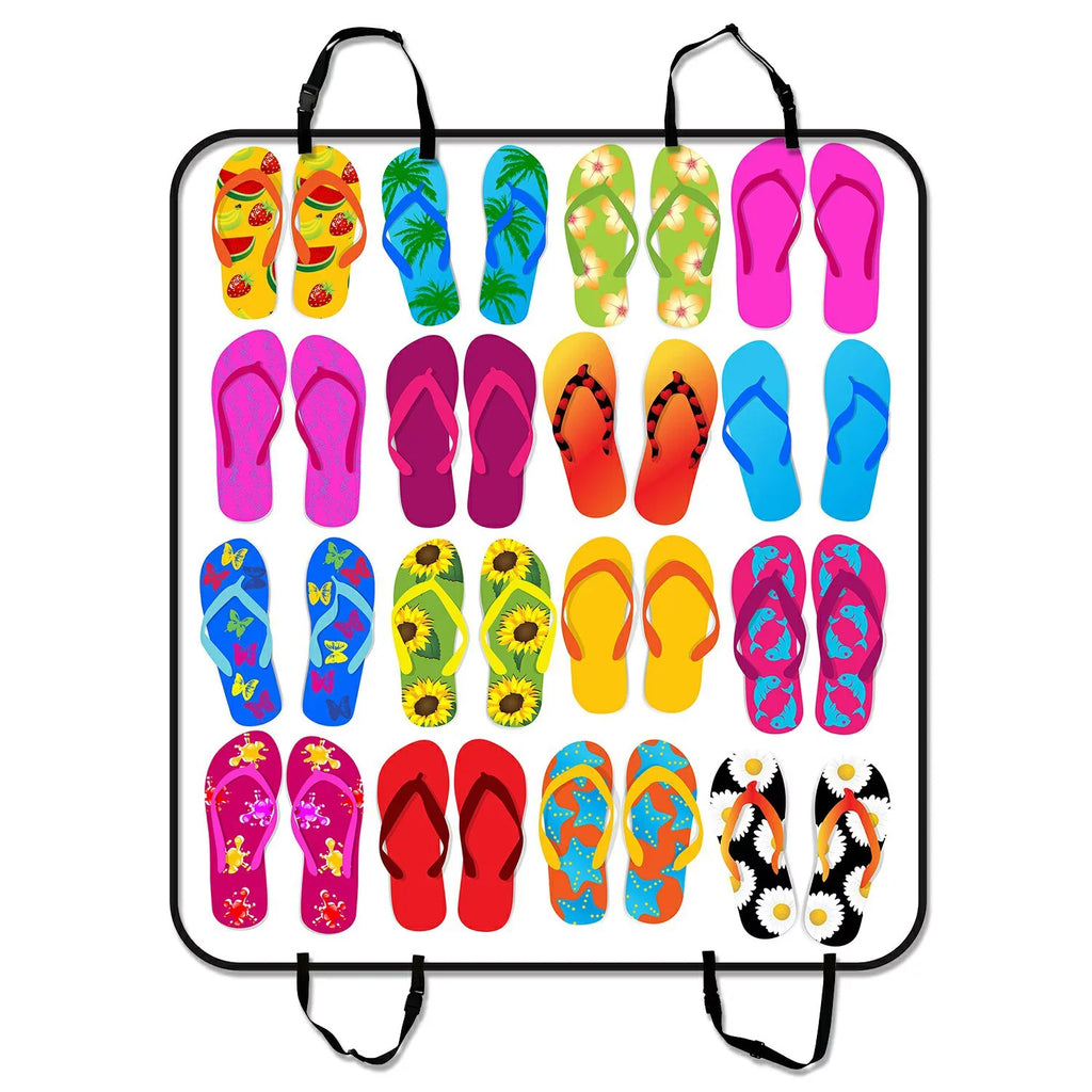 GCKG Colorful Beach Flip Flops Print Pet Car Seat wrap Dog Car Seat Mat Hammock Cargo Mat Trunk Mat For Cars Trucks and SUV 54x60 inches